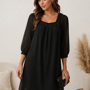 🖤 Lane Bryant Black Chiffon Dress – Size 16– NWT 🖤